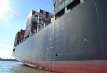 Container vessel in Hamburg