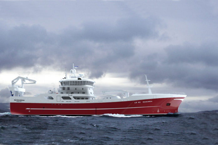 The new trawler being built for Reseach Fishing will be equipped with a Wärtsilä 31 main engine, propulsion machinery and auxiliary engines