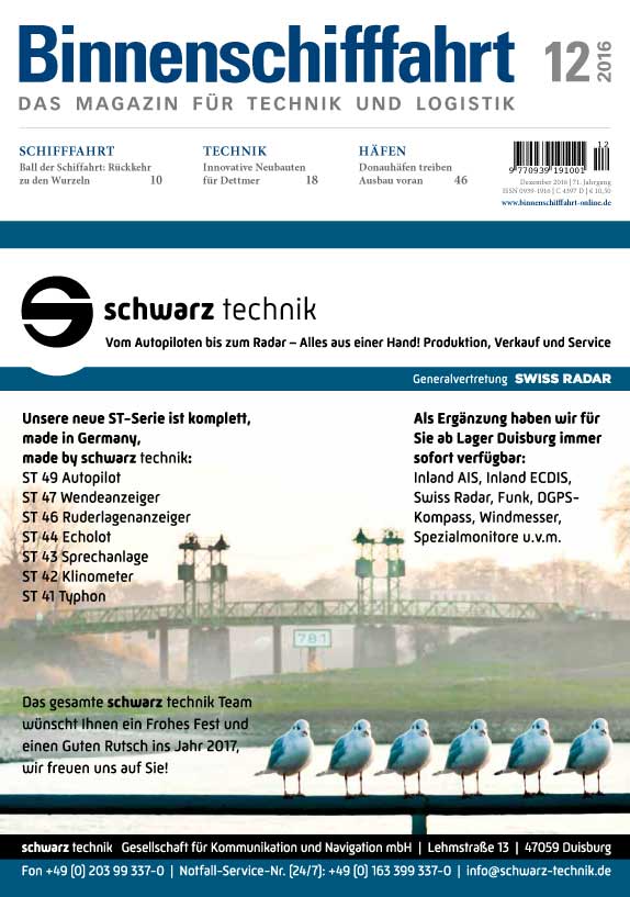 Binnenschifffahrt Ausgabe cover Dezember 2016
