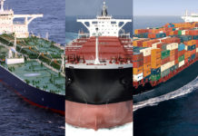 Bulker Tanker Containerschiff Symbolbild für Schifffahrtssegemente, Schiffbau, Neubauaufträge