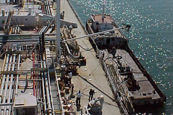 Bunkering ship taking fuel