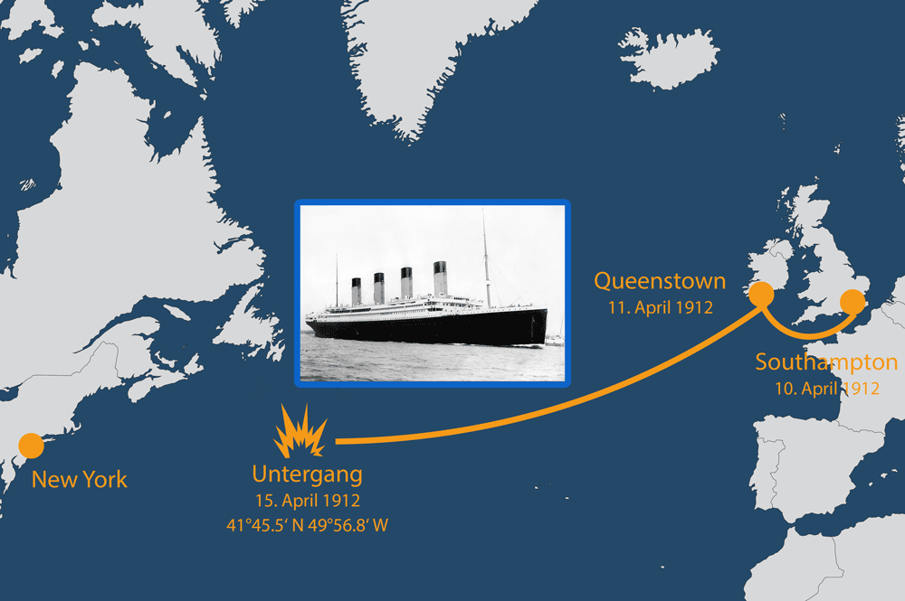 route der titanic karte Route Titanic   Hansa International Maritime Journal