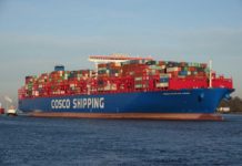 Die »COSCO Shipping Aries« ist 400 m lang und hat eine Kapazität von rund 20.000 TEU
