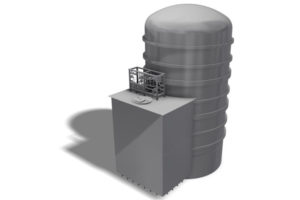 MAN Cryo - vertikaler vakuumisolierter LNG-Tank mit angebautem Tankverbindungsbereich und Bunkerstation