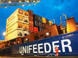 Unifeeder Containerschiff am Kai