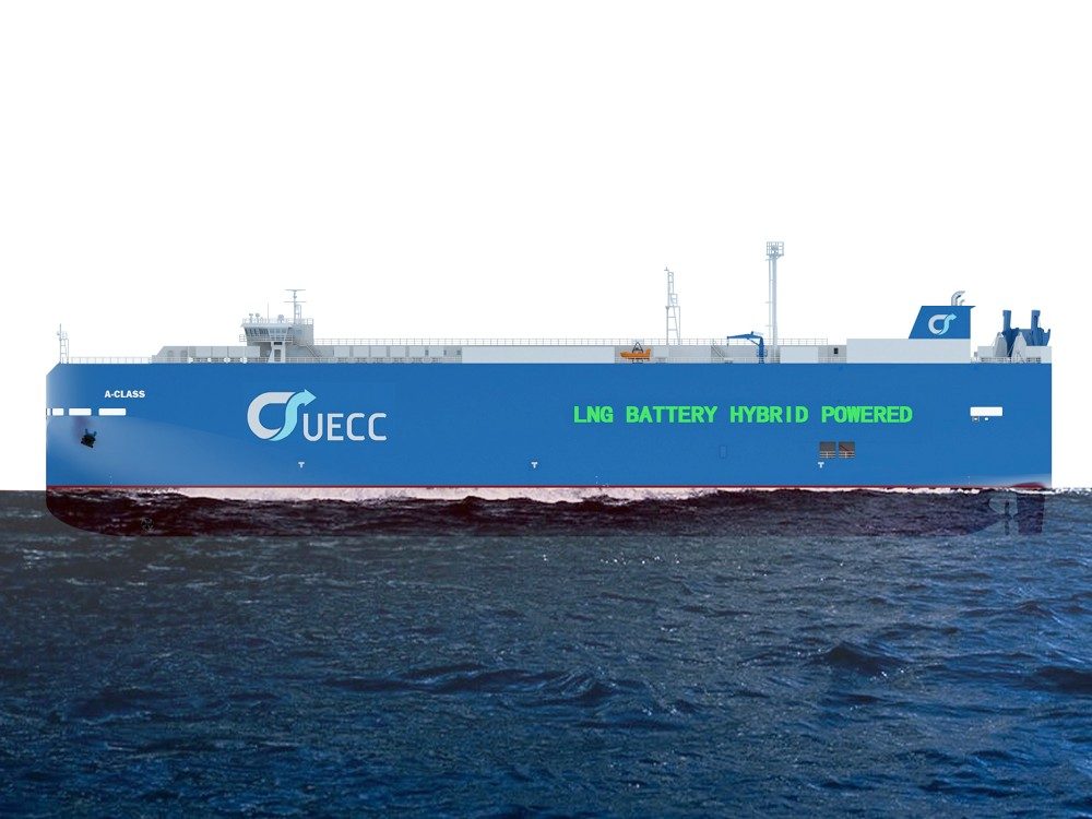 UECC wird in diesem Jahr der erste PCTC-Operator mit einem LNG-Hybrid-Autofrachter sein, 2022 sollen zwei Schwesterschiffe folgenm © UECC