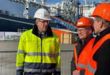 Frank Schnabel, Peter Tschentscher und Daniel Guenther in Brunsbüttel © Brunsbüttel Ports