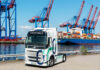 Im Hamburger Hafen wird Kaffee per E-Lkw transportiert