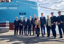 Taufe des Methanol Containerschiffs Laura Maersk durch Ursula von-der-Leyen