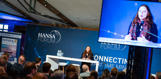 HANSA-Forum 2023, auf der Bühne: Melanie Leonhard, Wirtschaftssenatorin Hamburg