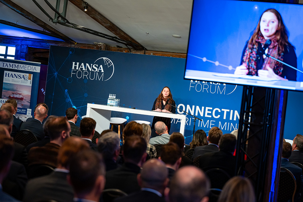 HANSA-Forum 2023, auf der Bühne: Melanie Leonhard, Wirtschaftssenatorin Hamburg