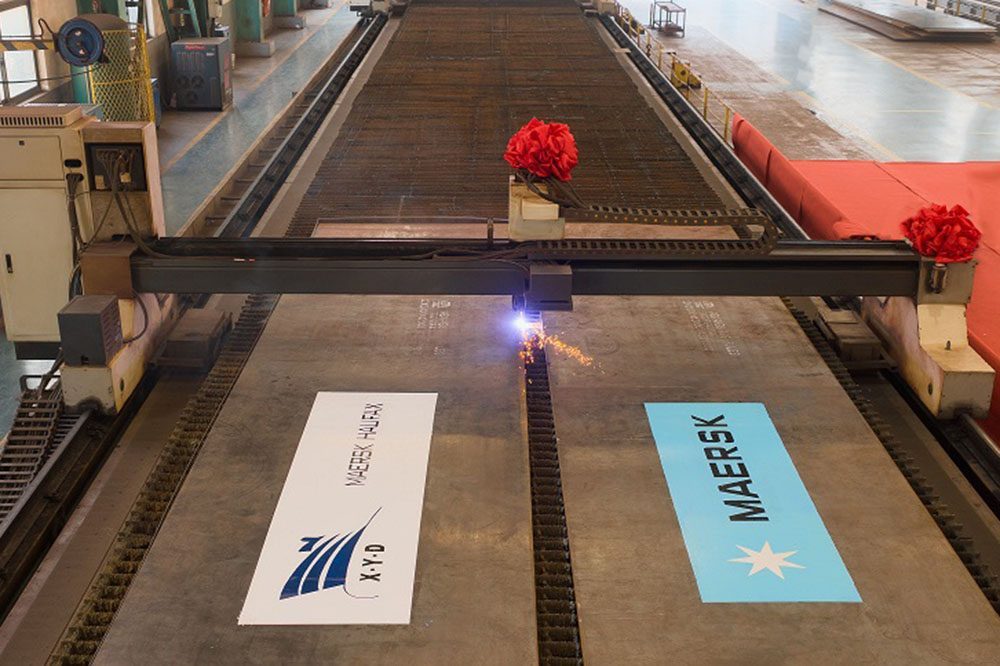 Maersk Halifax Methanol-Umbau Stahlschnitt Xinya Shipyard