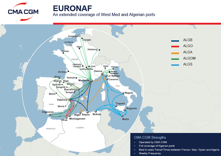 CMA CGM, Euronaf, Karte