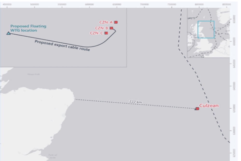 Der Standort für das schwimmende Windkraft-Pilotprojekt »Culzean« befindet sich 222 km östlich von Aberdeen.