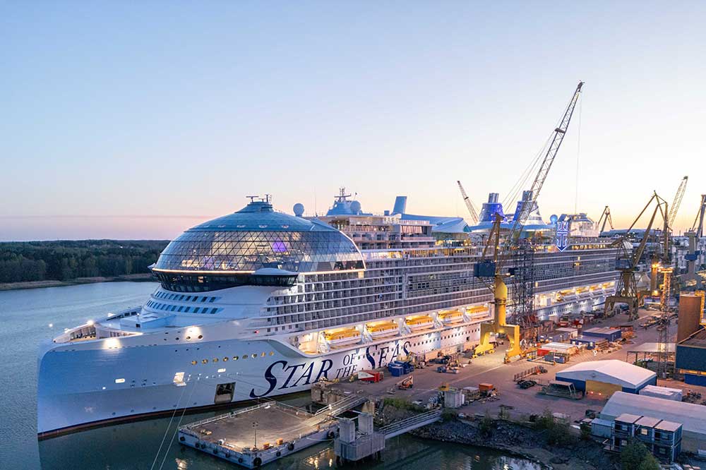 Das Kreuzfahrtschiff "Star of the Seas" – gebaut bei der Werft Meyer Turku, finnische Tochter des Papenburger Schiffbauunternehmens Meyer