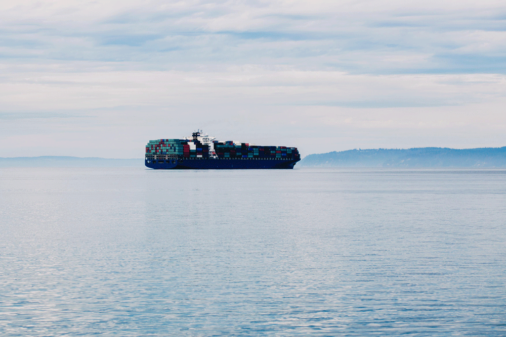 Containerschiff, Horizont, Symbolbild