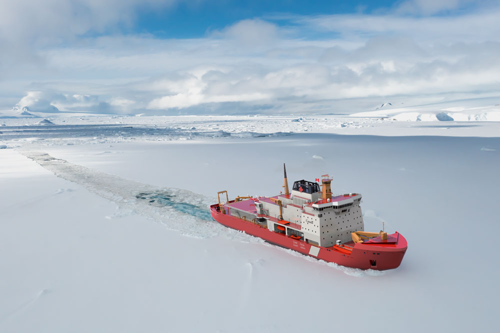 Der Eisbrecher wird eine Länge von 158 m und einer Breite von 28 m aufweisen