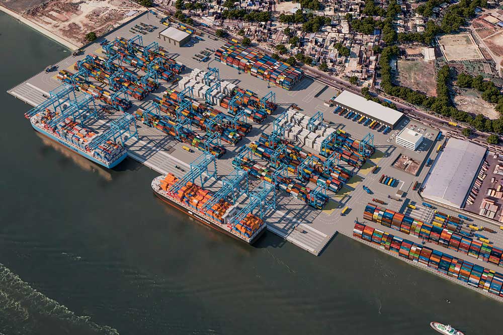 Rendering des geplanten Laldia Container Terminals in Bangladesh