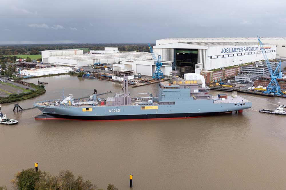 Meyer Werft, NVL, Ausdocken, marine-Tanker, Betriebsstoffversorger