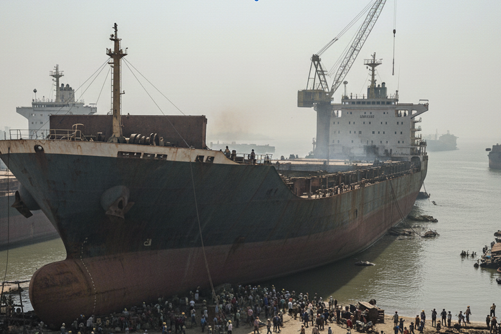 Ein Schiff in einem Friedhof für Schiffe