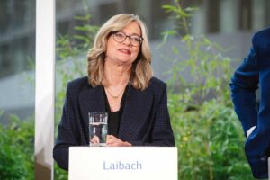 Christiane Laibach, Vorstandsmitglied der KfW, während der Jahresauftakt-Pressekonferenz 2025 in Frankfurt
