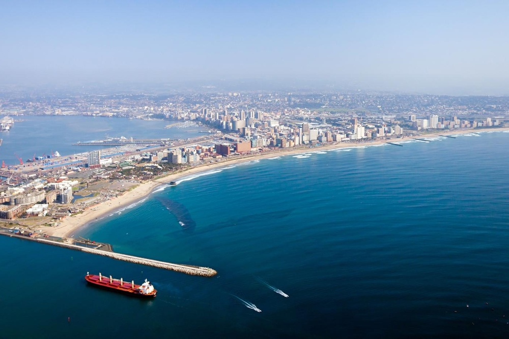Der Hafen von Durban in Südafrika
