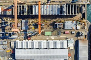 Werftgelände von HD Hyundai Heavy Industries in Ulsan, Südkorea