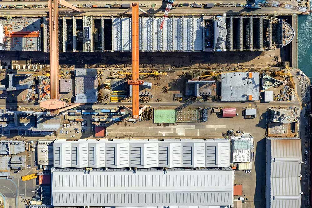 Werftgelände von HD Hyundai Heavy Industries in Ulsan, Südkorea