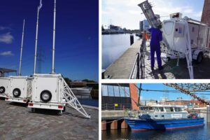 Adaptive, mobile Multi-Sensorplattformen vom Fraunhofer CML: Cells-on-Wheels (links und oben rechts) und Forschungsschiff »Vektor« (unten rechts)