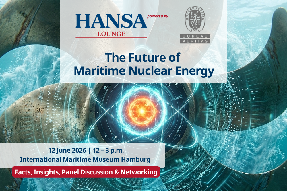 Visualizing the future of maritime nuclear energy: Advanced reactor technology powering a large shipping vessel propeller, hosted by HANSA Lounge and Bureau Veritas
