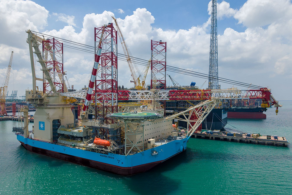 "Maersk Viridis" wurde als Wind Turbine Installation Vessel bei Seatrium für die Offshore-Industrie gebaut (© Maersk Offshore Wind via LinkedIn)