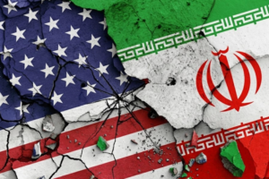 Eine Flagge der USA und des Iran