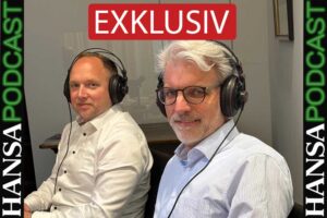 Lars Feller, CEO von Dship Carriers, und Tim Ponath, CEO der NSB Group zu Gast beim HANSA Podcast (© Westerkamp/HANSA)