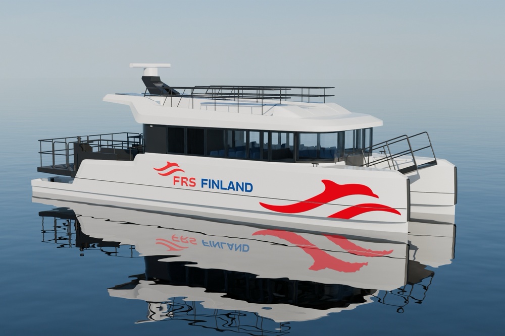 Ein Rendering einer neuen E-Fähre für FRS in Finnland