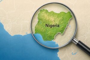 Eine Karte mit Nigeria