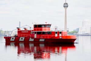 Eine Grafik eines neuen Feuerwehschiffes aus einer 11er Serie Für Binnengewässer