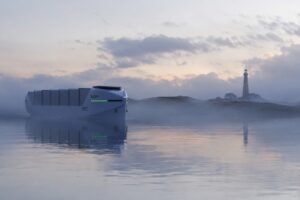 Illustration der geplanten elektrischen Containerfrachter von Zen (© Zen AS)
