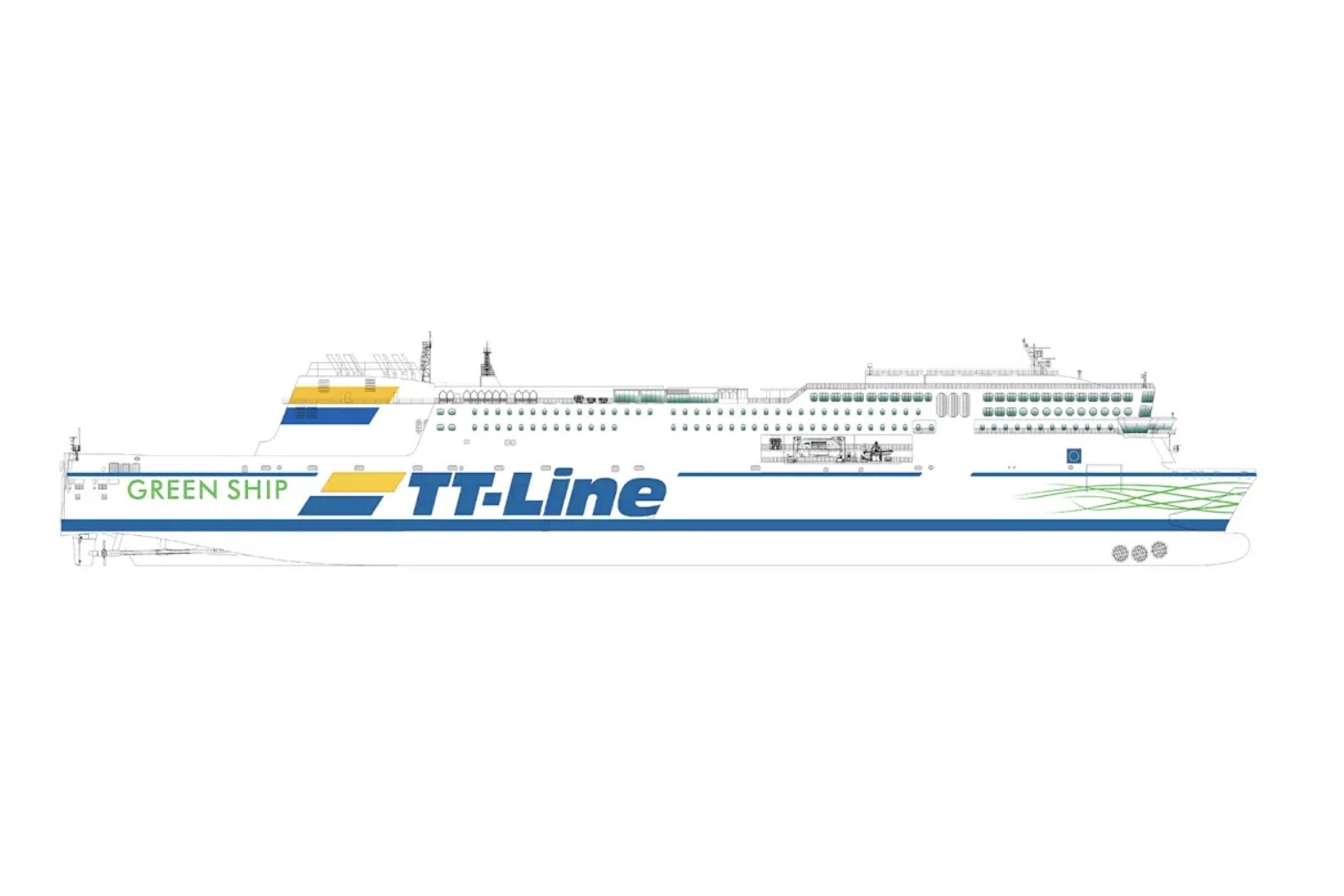 Eine Neubau-Fähre der Reederei TT-Line