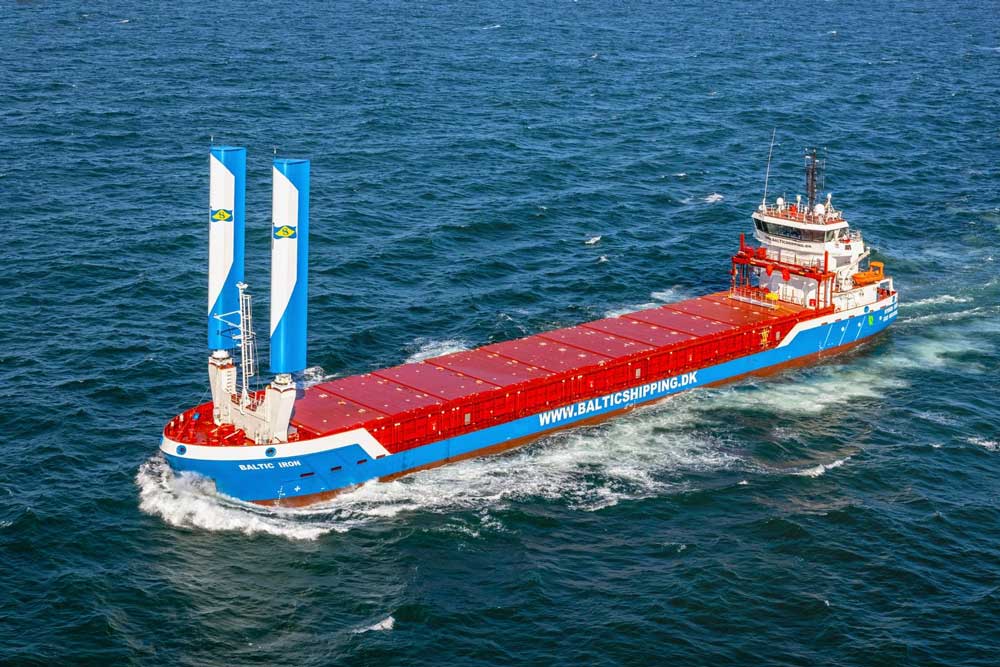 Shortsea-Frachter „Baltic Iron“, ein Schiff mit Ventofoil-Segeln