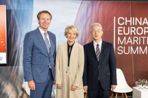 Knut Ørbeck-Nilssen, Group President and CEO at DNV, Dr. Gaby Bornheim, President of the German Shipowners' Association (VDR), Xu Peng, Chairman of China State Shipbuilding Corporation (CSSC)