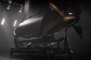 Rendering eines „Elegance Pod“-Schiffspropellers von Kongsberg