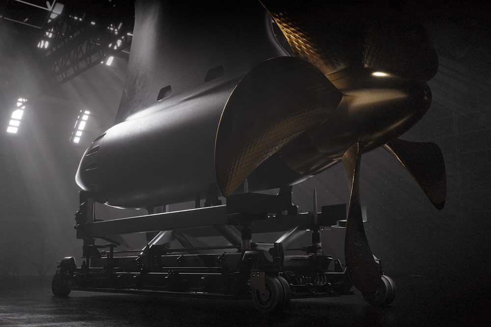 Rendering eines „Elegance Pod“-Schiffspropellers von Kongsberg