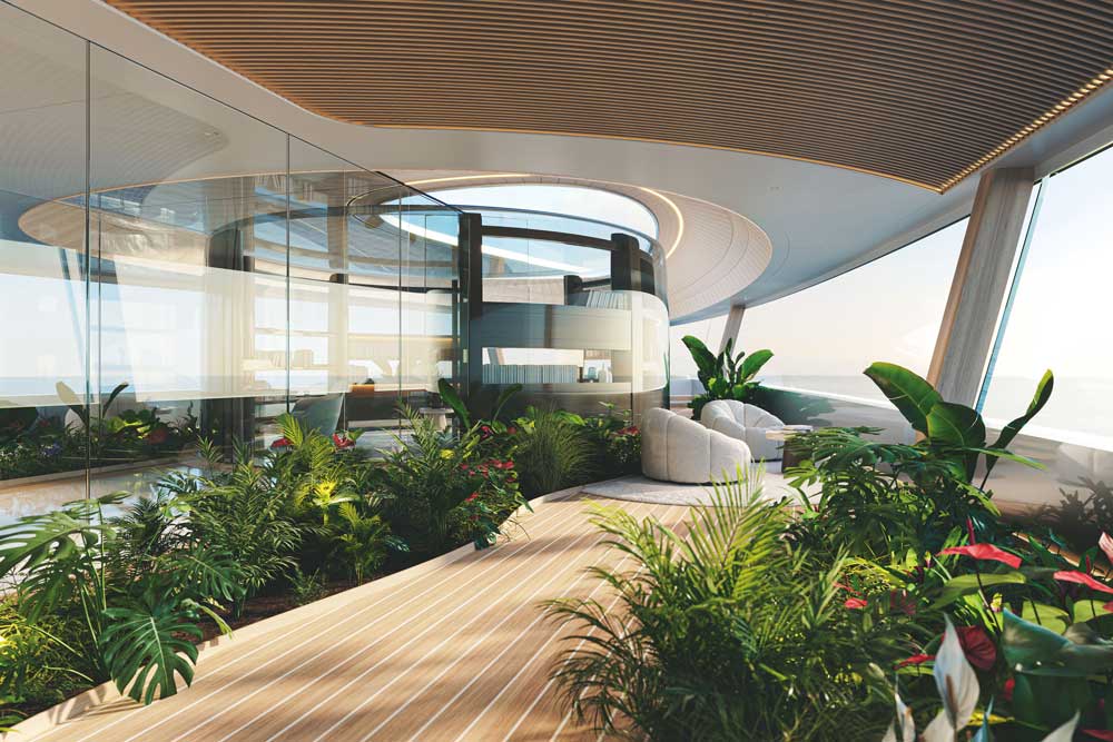 An Bord der Yacht ist ein Garten geplant (© Feadship)