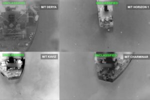 Kameraaufnahmen des US-Militärs, auf dem angegriffene Schiffe zu sehen sind