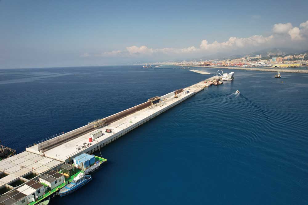 Breakwater at the port of Genoa
