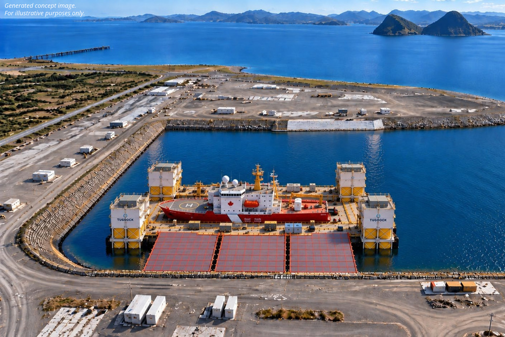 Mammoet und seine Partner planen im kanadischen Hafen von Argentia ein schwimmendes Trockendock mit angeschlossener Schiffsreparaturanlage (© Mammoet)